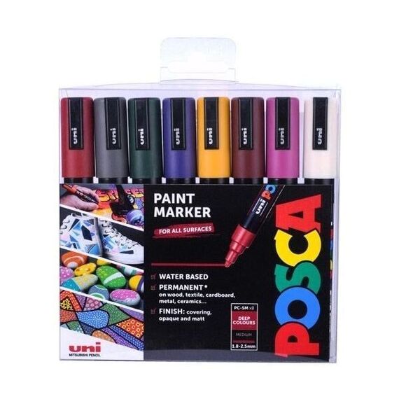 Posca - PC5M - Medium Tip Pen - Deep colors, 8 pc / Toys - Various Supplies - Office Supplies - Techbox