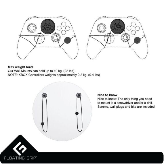 Floating Grip Xbox Series X wall mount Bundle Black / Xbox Series X - S Accessories - Series X - Techbox