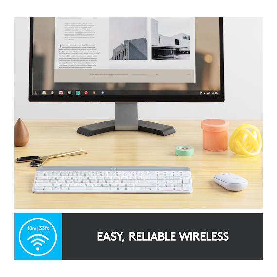 LOGITECH Slim Wireless Keyboard and Mouse Combo MK470 - OFFWHITE - NORDIC / Computers | Techbox