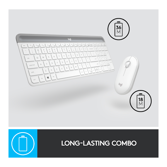 LOGITECH Slim Wireless Keyboard and Mouse Combo MK470 - OFFWHITE - NORDIC / Computers | Techbox