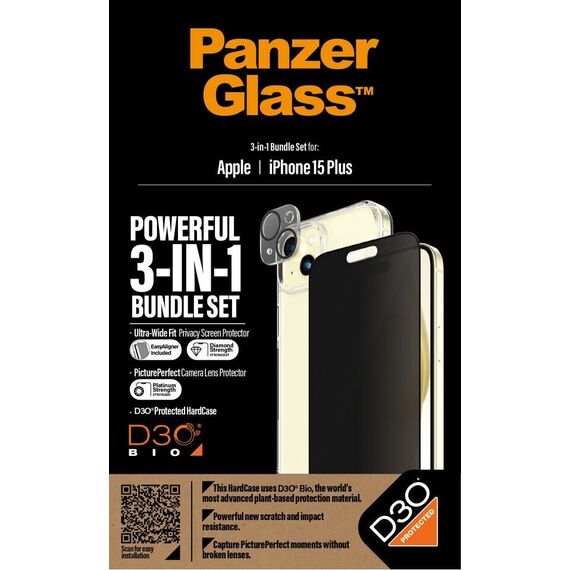 PanzerGlass -  Apple Iphone 15 Plus 6,7 Ultra Wide Fit Bundle + Picture Perfect + Hardcase with D30 / Electronics | Techbox