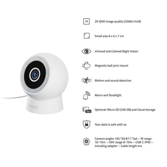 Hombli - Smart Outdoor/indoor Compact Cam, White / Electronics