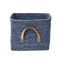 Rice - Small Square Raffia Basket with Leather Handles - Blue / Baby and Children