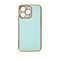 Lighting Color Case for iPhone 12 Pro Max, gel cover with a gold frame, mint | Techbox