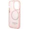 Guess GUHMP14XHTCMP iPhone 14 Pro Max 6.7" pink/pink hard case Gold Outline Translucent MagSafe | Techbox