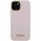 Guess Silicone Script Metal Logo &amp; Frame case for iPhone 15 - pink | Techbox