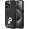 Karl Lagerfeld Saffiano Cardslot Karl&amp;Choupette Metal Pin case for iPhone 15 Pro - black | Techbox