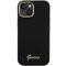 Guess Silicone Script Metal Logo &amp; Frame case for iPhone 15 - black | Techbox