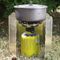 Wind shield for a camping stove burner - silver
