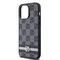 DKNY Leather Checkered Mono Pattern &amp; Printed Stripes Case for iPhone 14 Pro Max - Black | Techbox