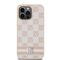 DKNY Leather Checkered Mono Pattern &amp; Printed Stripes case for iPhone 14 Pro Max - pink