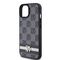 DKNY Leather Checkered Mono Pattern &amp; Printed Stripes Case for iPhone 15/14/13 - Black | Techbox