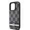 DKNY Leather Checkered Mono Pattern &amp; Printed Stripes Case for iPhone 15 Pro Max - Black