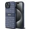 DKNY Leather Mono Stripe &amp; Metal Logo case for iPhone 15 / 14 / 13 - blue | Techbox