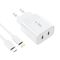 Tech-Protect C20W 2x USB-C PD 20W charger with USB-C / USB-C cable - white - Travel Chargers - Smartphone Chargers - Techbox