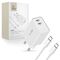 Tech-Protect C35W 2x USB-C PD 35W charger with USB-C / USB-C cable - white | Techbox