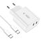 Tech-Protect C35W 2x USB-C PD 35W charger with USB-C / USB-C cable - white | Techbox