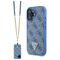 Guess Leather Metal Logo Strass Crossbody Case for iPhone 16 - Blue | Techbox