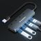 USB-A Hub Wozinsky WHS080YSS 4 x USB-A 3.0 with individual switches, aluminum, with 30 cm cable - gray - USB Hubs & Card Readers - Peripherals - Techbox