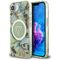 Guess IML Metal Glitter Flowers Triangle MagSafe iPhone 16e Case - Green | Techbox