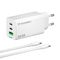 Wozinsky GaN 65W Charger with USB-A 2xUSB-C Ports with 65W USB-C Cable - White