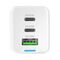 Wozinsky GaN 65W Charger with USB-A 2xUSB-C Ports with 65W USB-C Cable - White