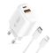 Tech-Protect NCA20 PD 20W QC3.0 USB-A / USB-C Wall Charger + USB-C / Lightning Cable 100cm - White - Cables & Adapters - Cables & Accessories - Techbox