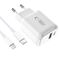 Tech-Protect NCA30 PD 30W QC3.0 USB-A / USB-C Wall Charger + USB-C / Lightning Cable 100cm - White | Techbox