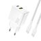 Dudao A26TCEU PD QC 25W GaN USB-A USB-C Wall Charger with USB-C Cable - White - Travel Chargers - Smartphone Chargers - Techbox