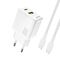 Dudao A27TCEU PD 30W GaN USB-A USB-C Wall Charger with USB-C Cable - White - Travel Chargers - Smartphone Chargers - Techbox