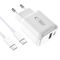 Tech-Protect NCA45W-GAN 2-Port 45W Wall Charger with USB-C Cable - White