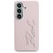 Karl Lagerfeld Grained Signature Metal Resin Logo Case for Samsung Galaxy S26 - Pink