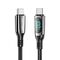 Vention Cotton Braided USB 2.0 C Male to C Male 5A Cable With LED Display 1.2M Black Zinc Alloy Type | Techbox