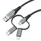 Vention USB 2.0 A Male to 3-in-1 Micro-B&USB-C&Lightning Male Cable 1M Gray Aluminum Alloy Type | Techbox