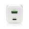 GaN mains charger with 1 x USB and 1 x USB-C Quick Charge 4.0 45W, white | Techbox
