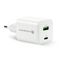 GaN mains charger with 1 x USB and 1 x USB-C Quick Charge 4.0 45W, white | Techbox