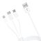 3mk Cable 3in1 USB-A - micro USB / Lightning / USB-C 1.2m 20V/2.4A 15W - white
