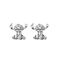 STITCH - Silver - 1 Pair of Studs Earrings - Silver Plated Brass