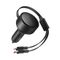 Orico Dual Stretch 60W USB-C Car Charger with Two Retractable USB-C + Lightning Cables - Black