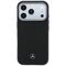 Mercedes Leather Semi Wrap Wood Effect MagSafe Case for iPhone 17 Pro Max - Black