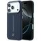 Mercedes Leather Semi Wrap Iconic Line MagSafe Case for iPhone 17 Pro Max - Navy Blue