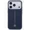 Mercedes Leather Semi Wrap Iconic Line MagSafe Case for iPhone 17 Pro Max - Navy Blue