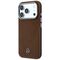 Mercedes Leather Semi Wrap Wood Effect MagSafe case for iPhone 17 Pro - brown