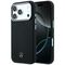 Mercedes Leather Semi Wrap Wood Effect MagSafe Case for iPhone 17 Pro - Black