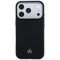 Mercedes Leather Semi Wrap Wood Effect MagSafe Case for iPhone 17 Pro - Black