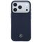 Mercedes Leather Semi Wrap Wood Effect MagSafe Case for iPhone 17 Pro - Navy Blue