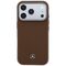 Mercedes Leather Semi Wrap Wood Effect MagSafe Case for iPhone 17 Pro Max - Brown
