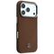 Mercedes Leather Semi Wrap Wood Effect MagSafe Case for iPhone 17 Pro Max - Brown