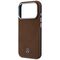 Mercedes Leather Semi Wrap Wood Effect MagSafe Case for iPhone 17 Pro Max - Brown