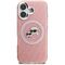 Karl Lagerfeld IML Glitter Karl &amp; Choupette Heads Logo MagSafe iPhone 16 Case - Pink